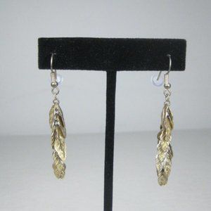 Cascade Leaf Earrings Pierced Goldtone Chandelier Dangle Jewelry Festival 2 in